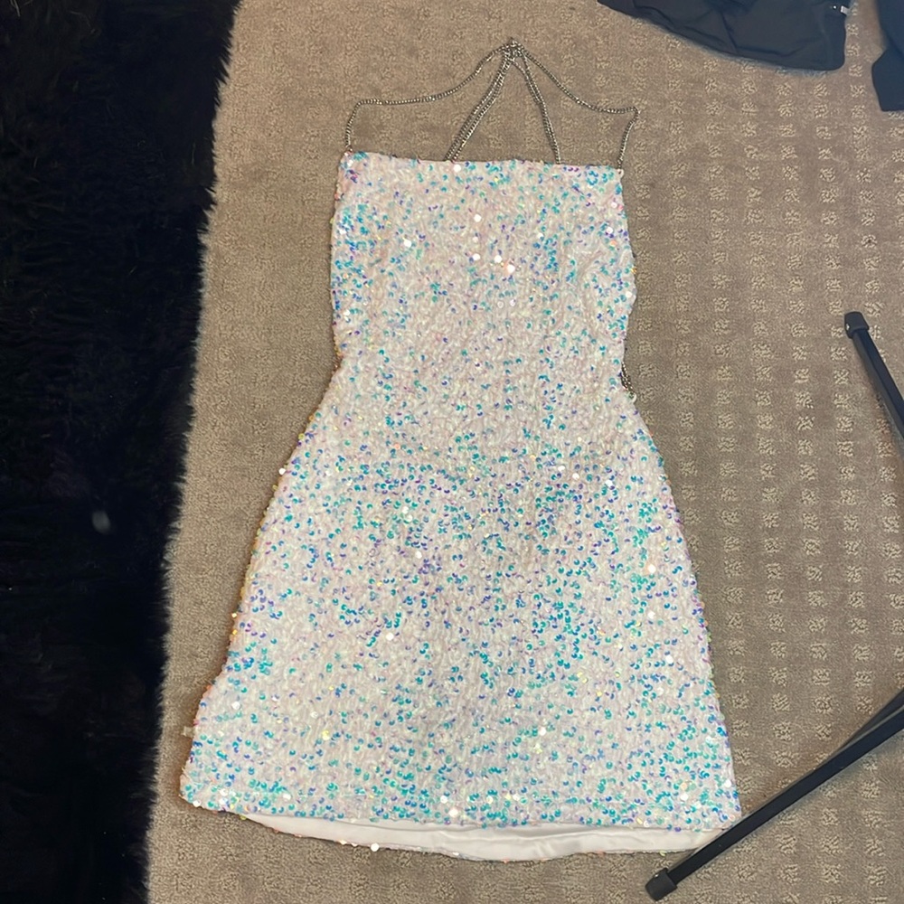 Sorelle UK White Multicolor Sequin Birthday Dress Size Small